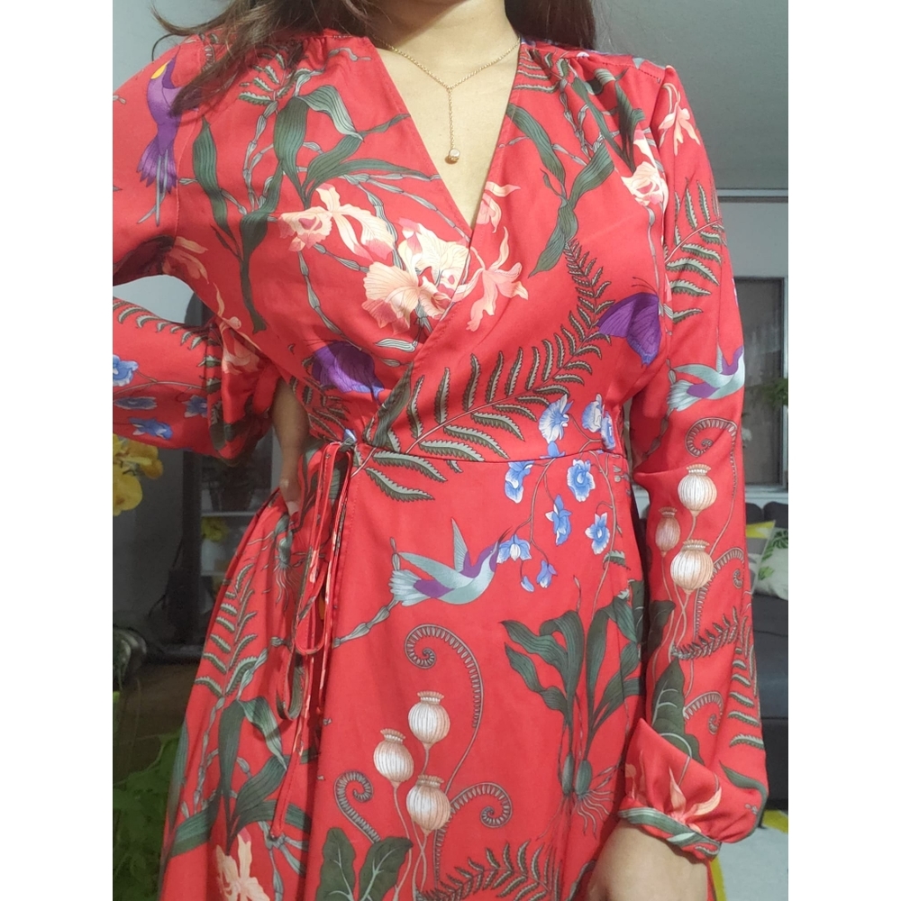 H&M Red Floral Midi Dress - Picture 2 of 13